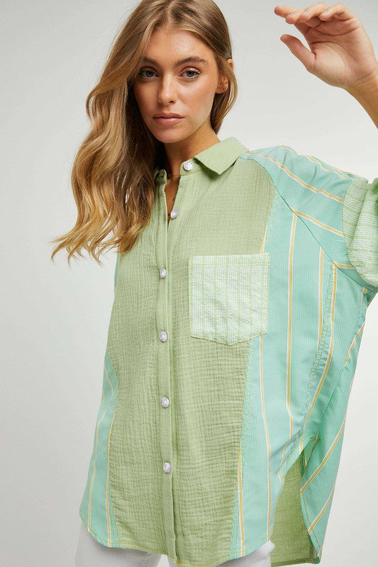 Palms Plaid Stripe Shirt Top